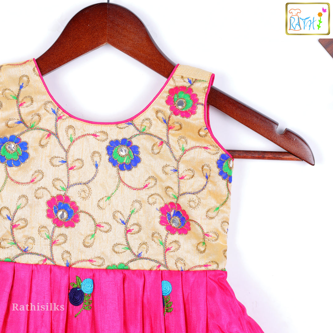Golden Embroidered Bodice Frock
