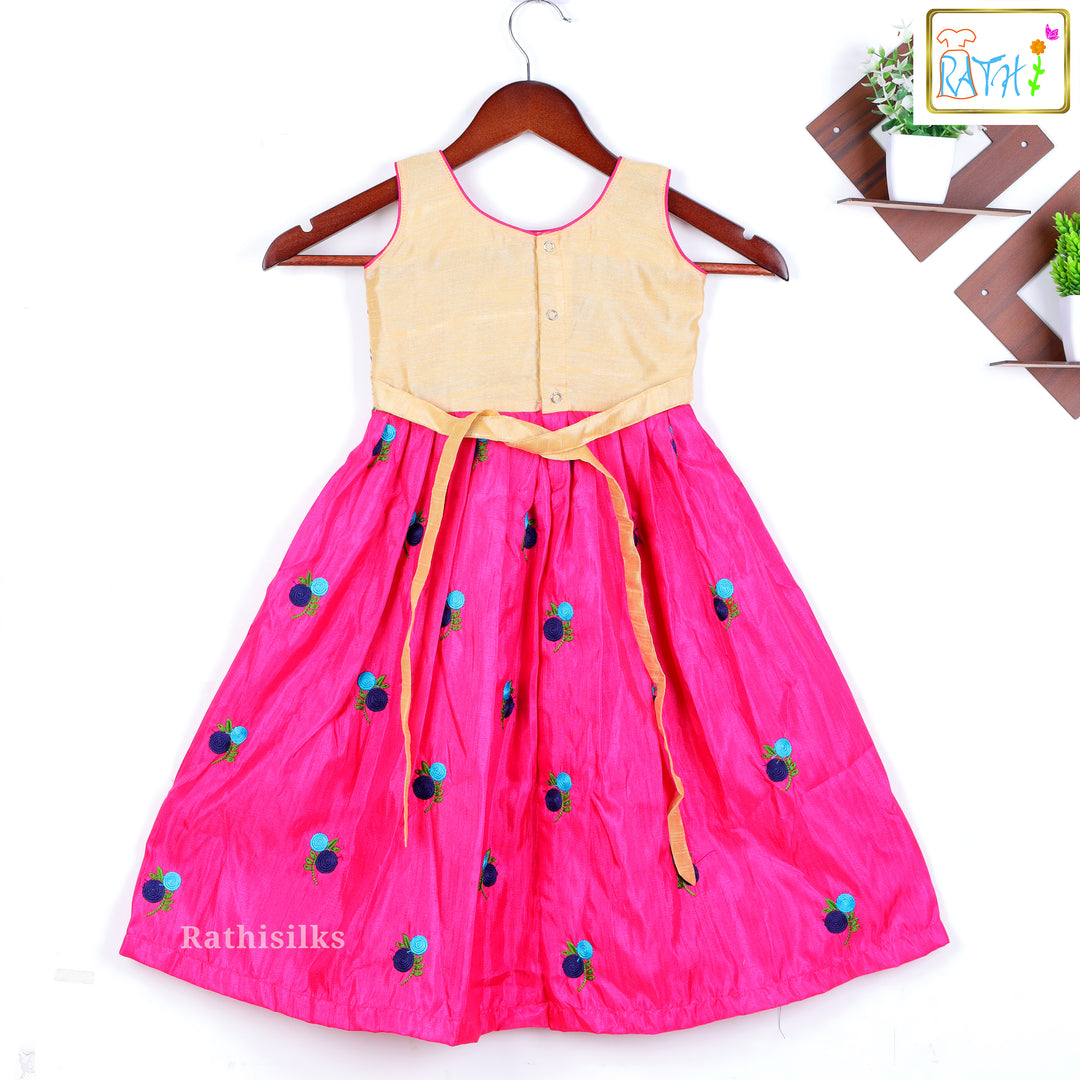 Golden Embroidered Bodice Frock