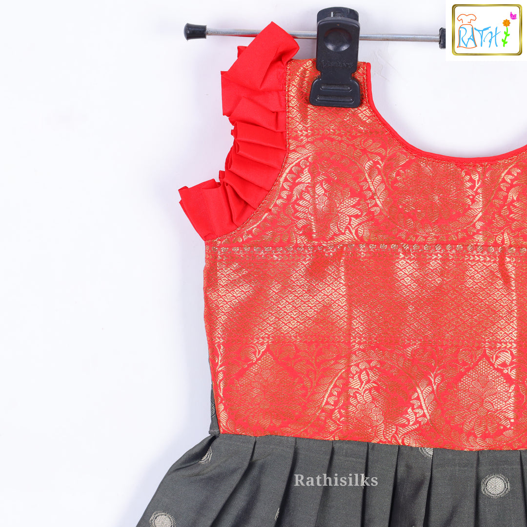 Regal Red and Grey Frock