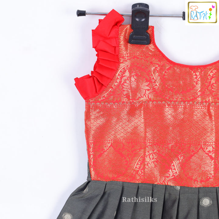 Regal Red and Grey Frock