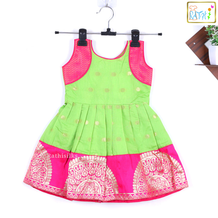 Vibrant Green and Pink Frock