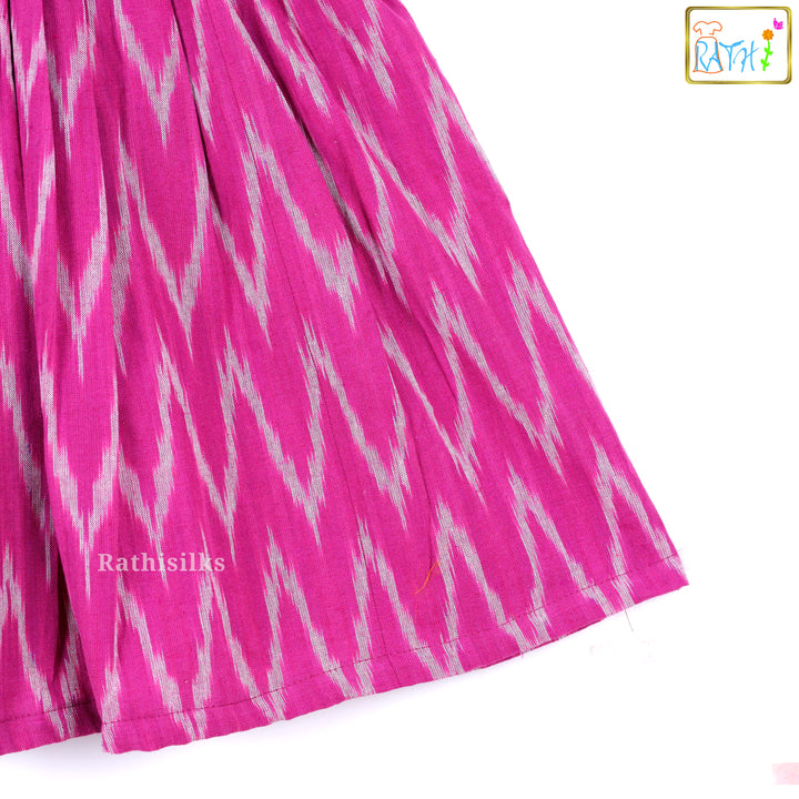 Pink and White Ikat Print Frock