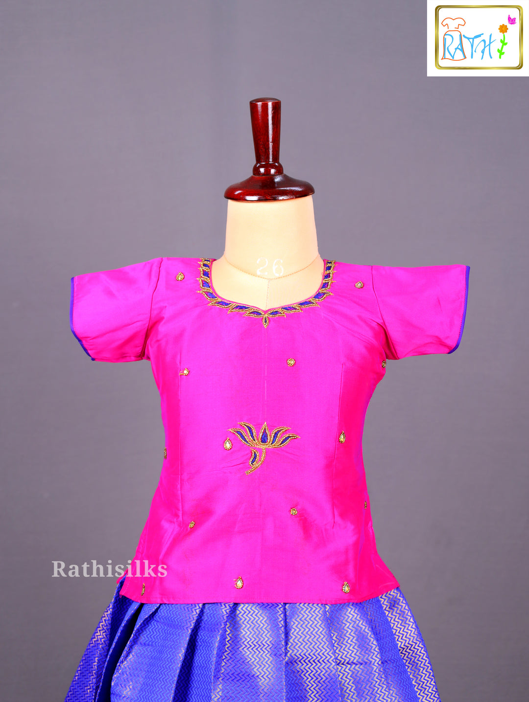 Vibrant Rani Pink & Shimmering Green Pavadai Sattai