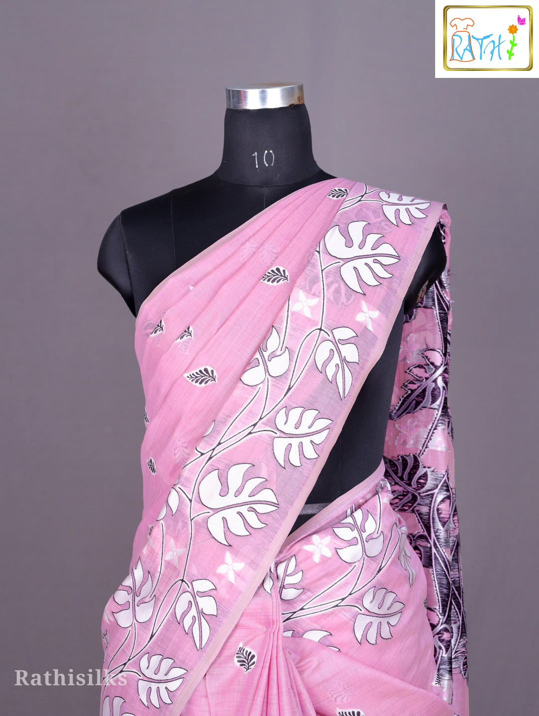 Pastel Pink Synthetic Saree