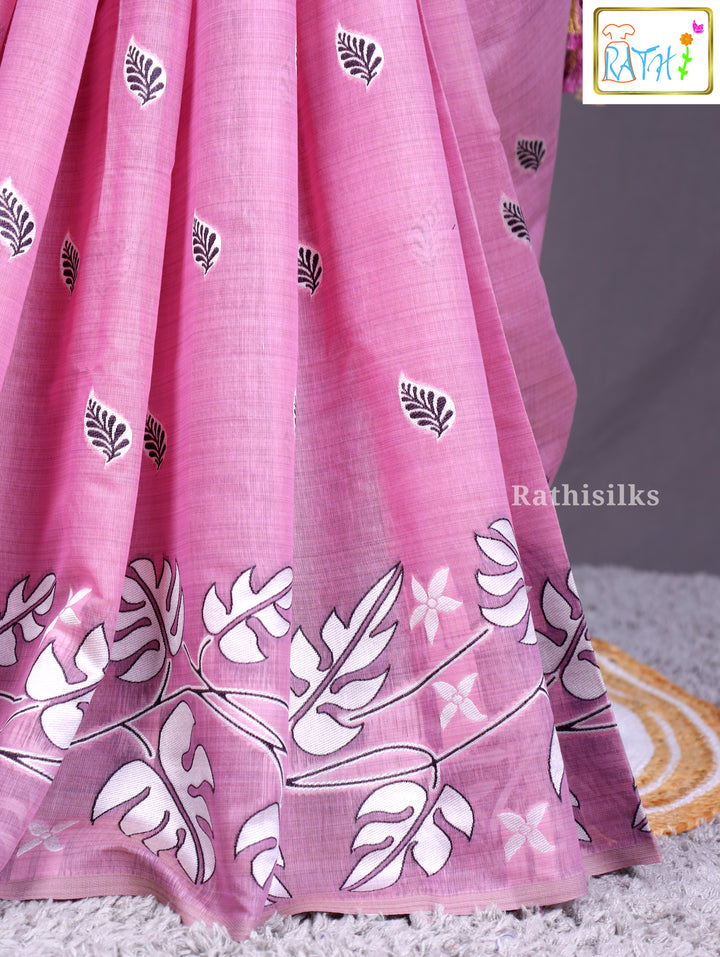 Pastel Pink Synthetic Saree