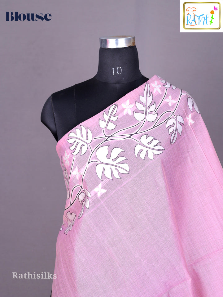 Pastel Pink Synthetic Saree