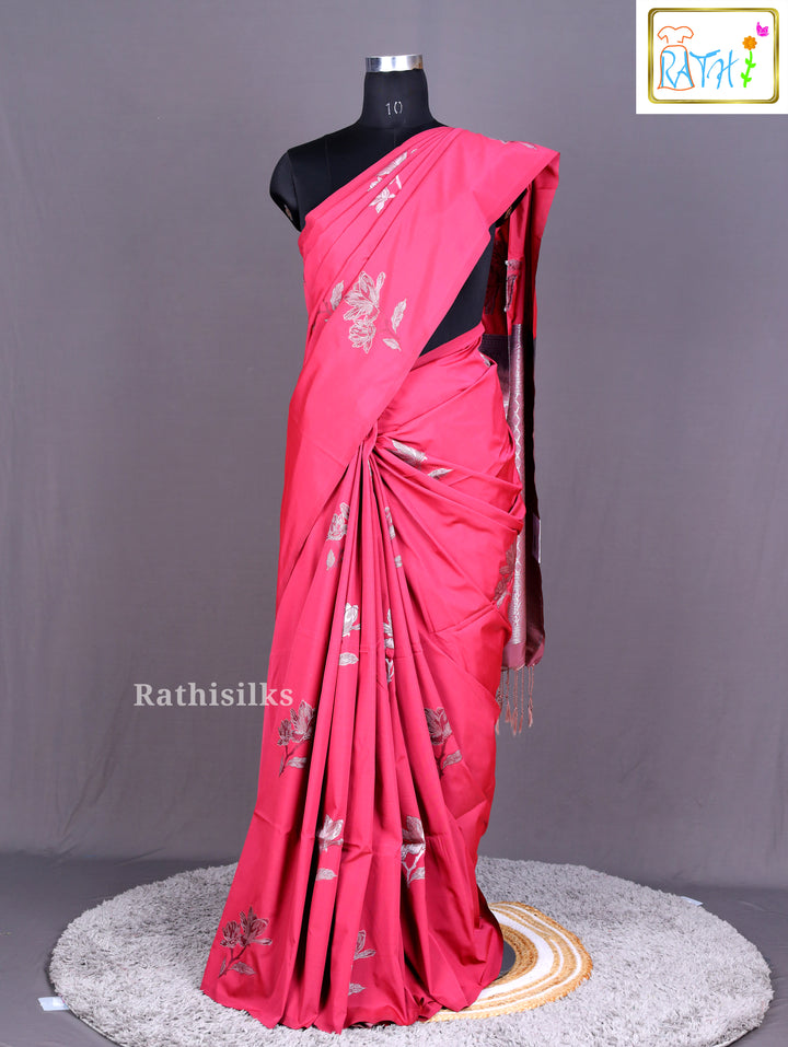 Vibrant Hot Pink Art Silk Saree