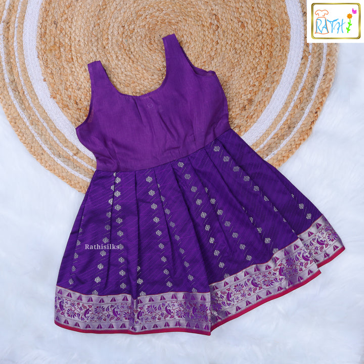 Maroon Blouse & Purple Zari Pavadai Set