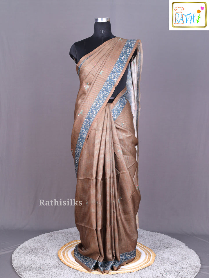 Elegant Green and Blue Synthetic Designer Saree