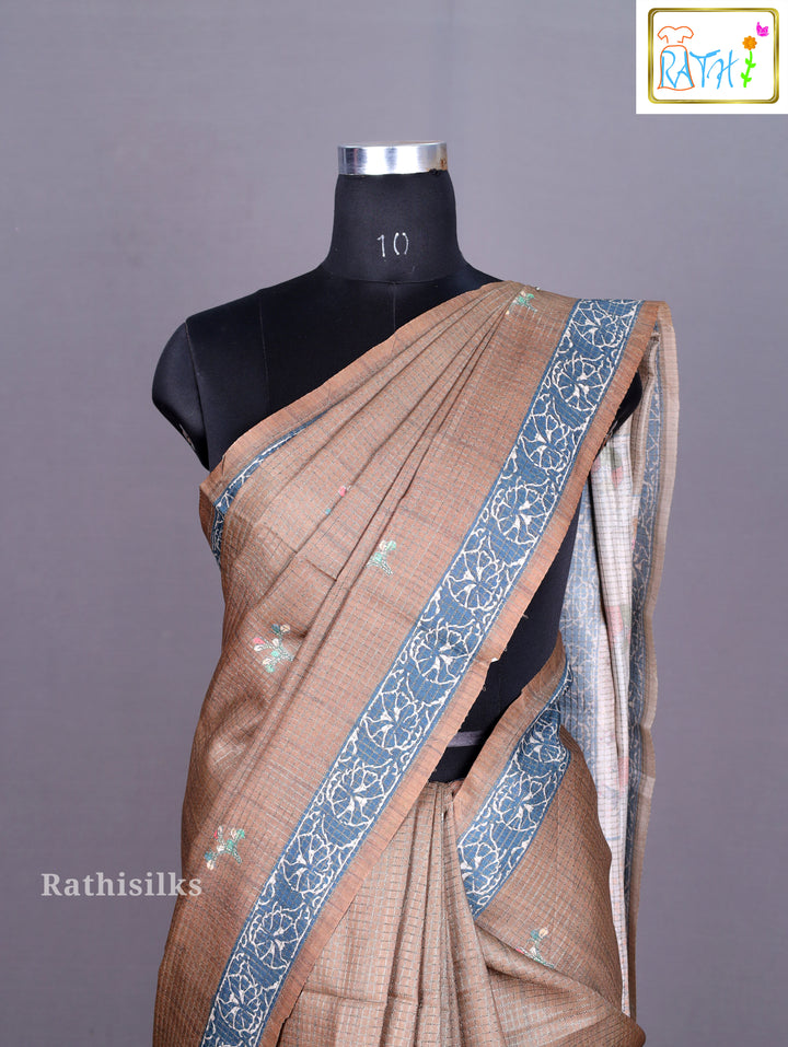 Elegant Green and Blue Synthetic Designer Saree