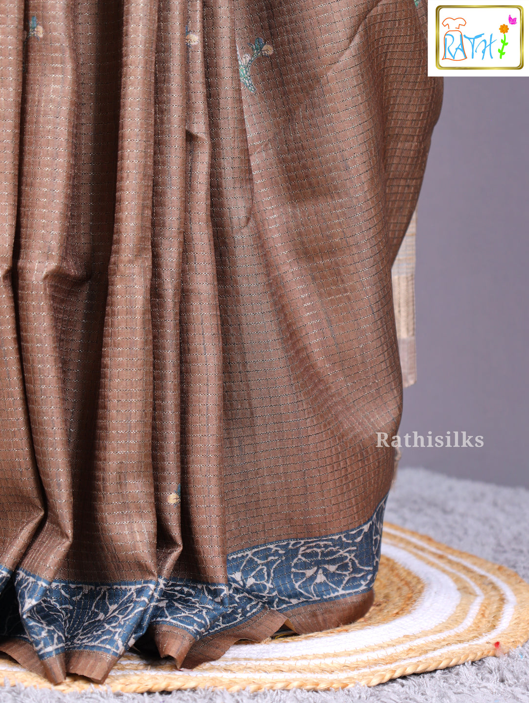 Elegant Green and Blue Synthetic Designer Saree