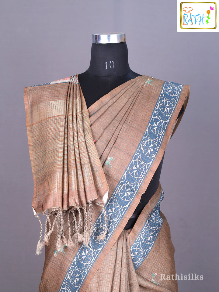 Elegant Green and Blue Synthetic Designer Saree