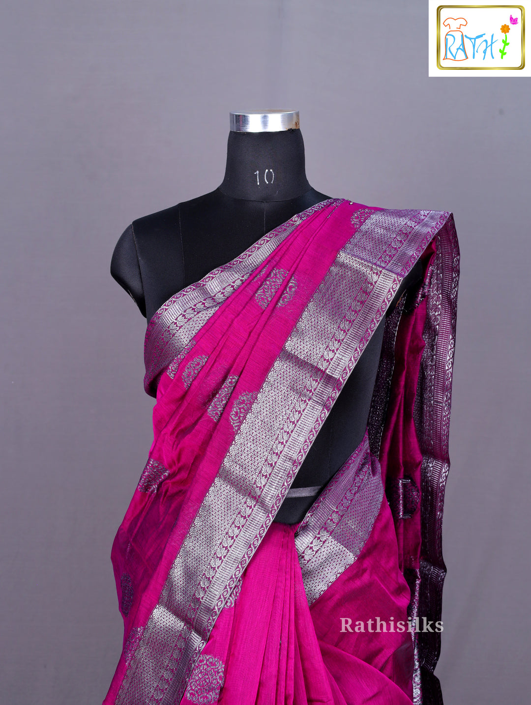 Elegant Magenta Synthetic Saree