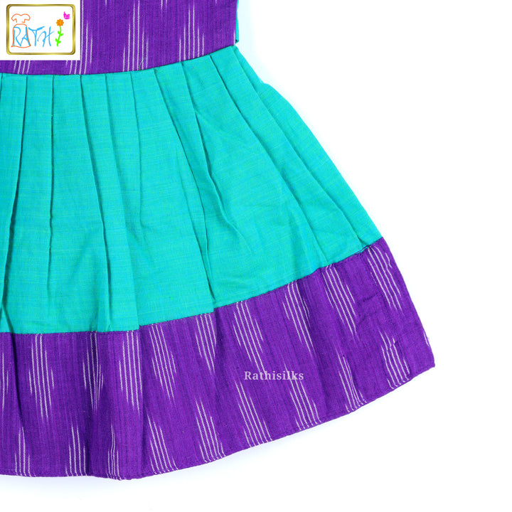 Peacock Grace Ikat Mangalagiri Cotton Frock
