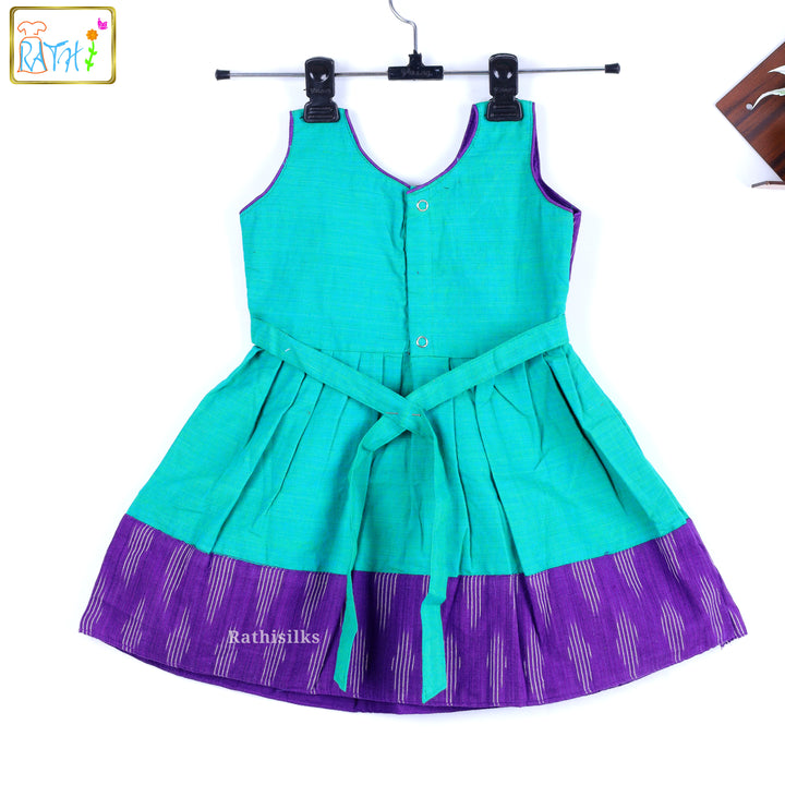 Peacock Grace Ikat Mangalagiri Cotton Frock