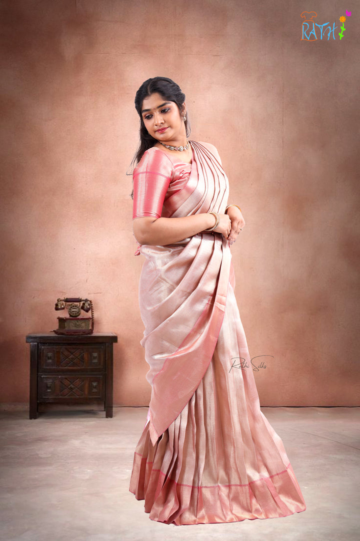 Elegant Blush Pink Art Silk Saree