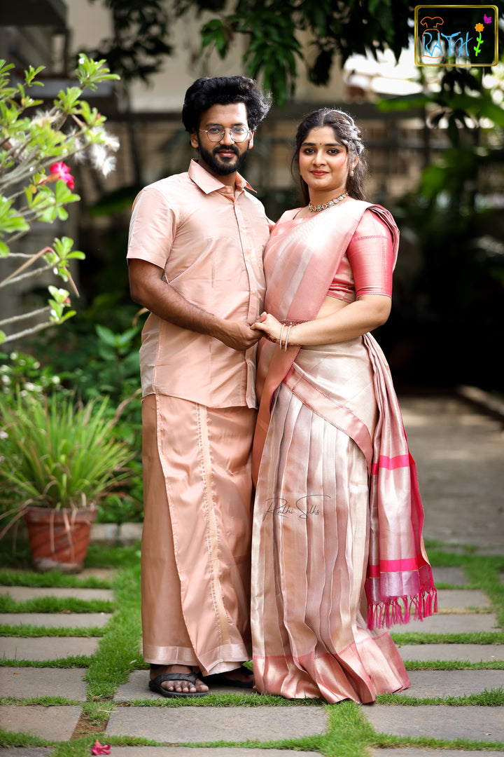 Blush Peach Art Silk Couple Combo